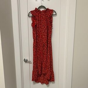 Who What Wear Red and Black Floral Dress